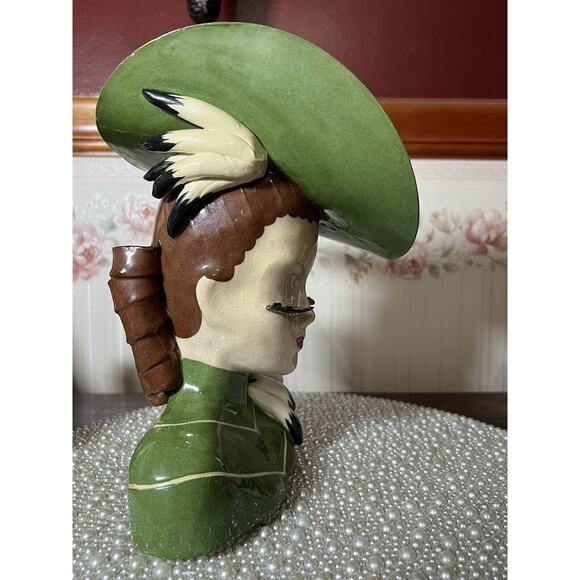 ERMYN TRUDE SIGNED BETTY LOU NICHOLS LADY HEAD VASE EYELASHES VINTAGE, Large - Picture 6 of 10